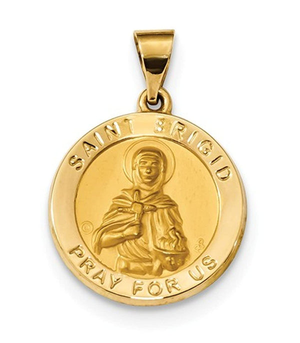 14k Yellow Gold St. Brigid Hollow Medal Pendant (19X19MM)