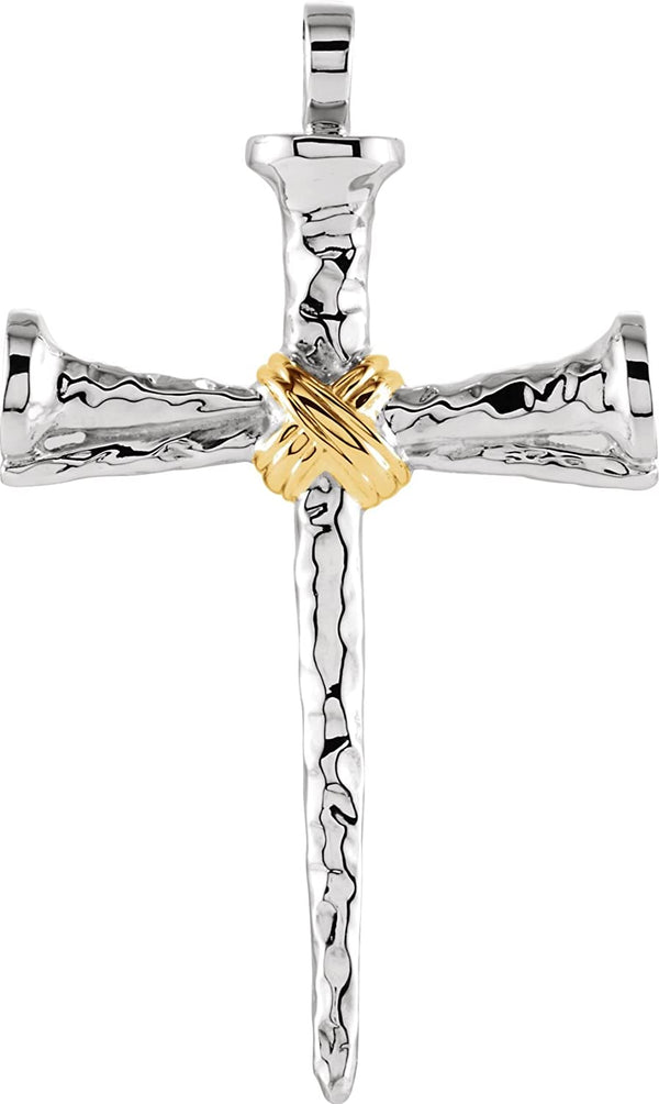 Platinum Two-Tone Nail Cross 18k Yellow Gold Pendant (59.5X35.25MM)