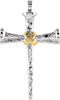 Two-Tone Nail Cross Rhodium-Plated 14k White and Yellow Gold Pendant (59.5X35.25MM)