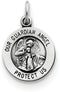 Sterling Silver Antiqued Guardian Angel Medal Pendant (17X12 MM)