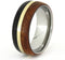 African Blackwood, Amboyna Wood, 14k Yellow Gold 8mm Comfort-Fit Titanium Ring, Size 7.75