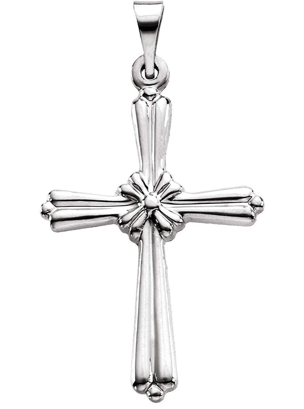 Rope Cross Rhodium-Plated 14k White Gold Pendant (35.00X25.50 MM)