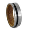 Matte Titanium, Black Pinstripe 6.5mm Comfort-Fit Whiskey Barrel Wood Wedding Band