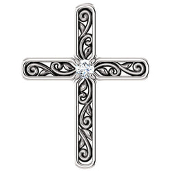 Platinum Diamond Solitaire Cross Pendant (.03 Ct, G-H Color, SI2-SI3 Clarity)