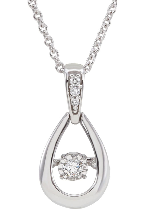 Mystara Diamond Teardrop Pendant Necklace in 14k White Gold, 18" (.07 Cttw)