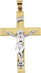 Two-Tone INRI Crucifix 14k Yellow and White Gold Pendant (32X21MM)