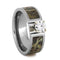 Charles & Colvard Moissanite, Camo Engagement Ring and Deer Antler, Camo Print Titanium Band, His and Her Wedding Band Set