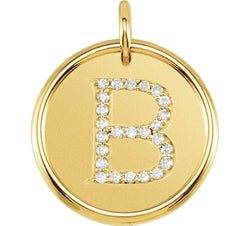 Diamond Initial "B" Round Pendant, 18k Yellow Gold-Plated Sterling Silver (0.125 Ctw, Color GH, Clarity I1)