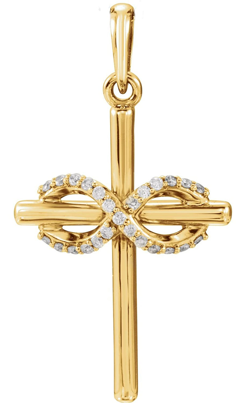 Diamond Infinity-Inspired Cross Pendant, 14k Yellow Gold (.06 Ctw, Color G-H, Clarity I1)