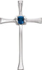 Sapphire Western Cross 14k White Gold Pendant