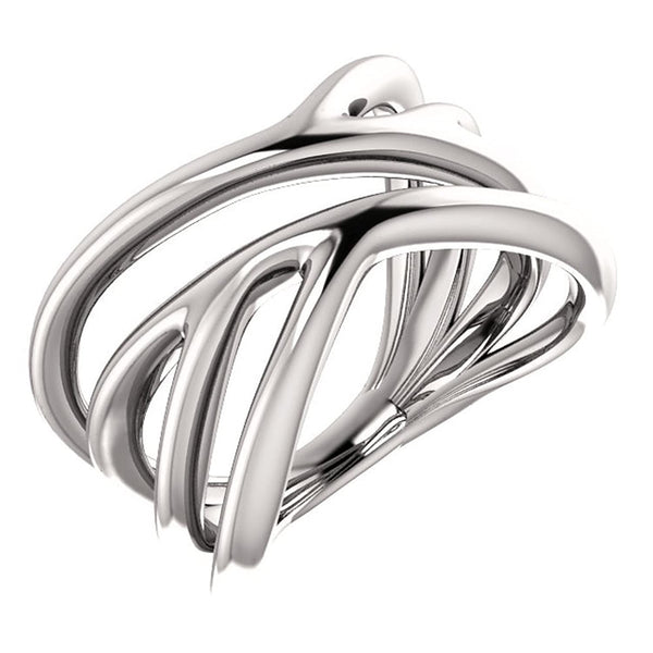 Negative Space Ring, Rhodium-Plated 14k White Gold, Size 8