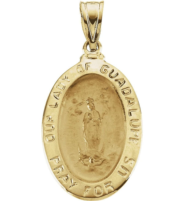 14k Yellow Gold Oval Our Lady of Guadalupe Medal (21x15 MM)