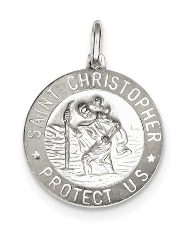 Sterling Silver Saint Christopher Medal Charm Pendant (30X22 MM)