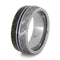 Gibeon Meteorite, Dinosaur Bone, Blue Enamel 9mm Comfort Fit Titanium Band