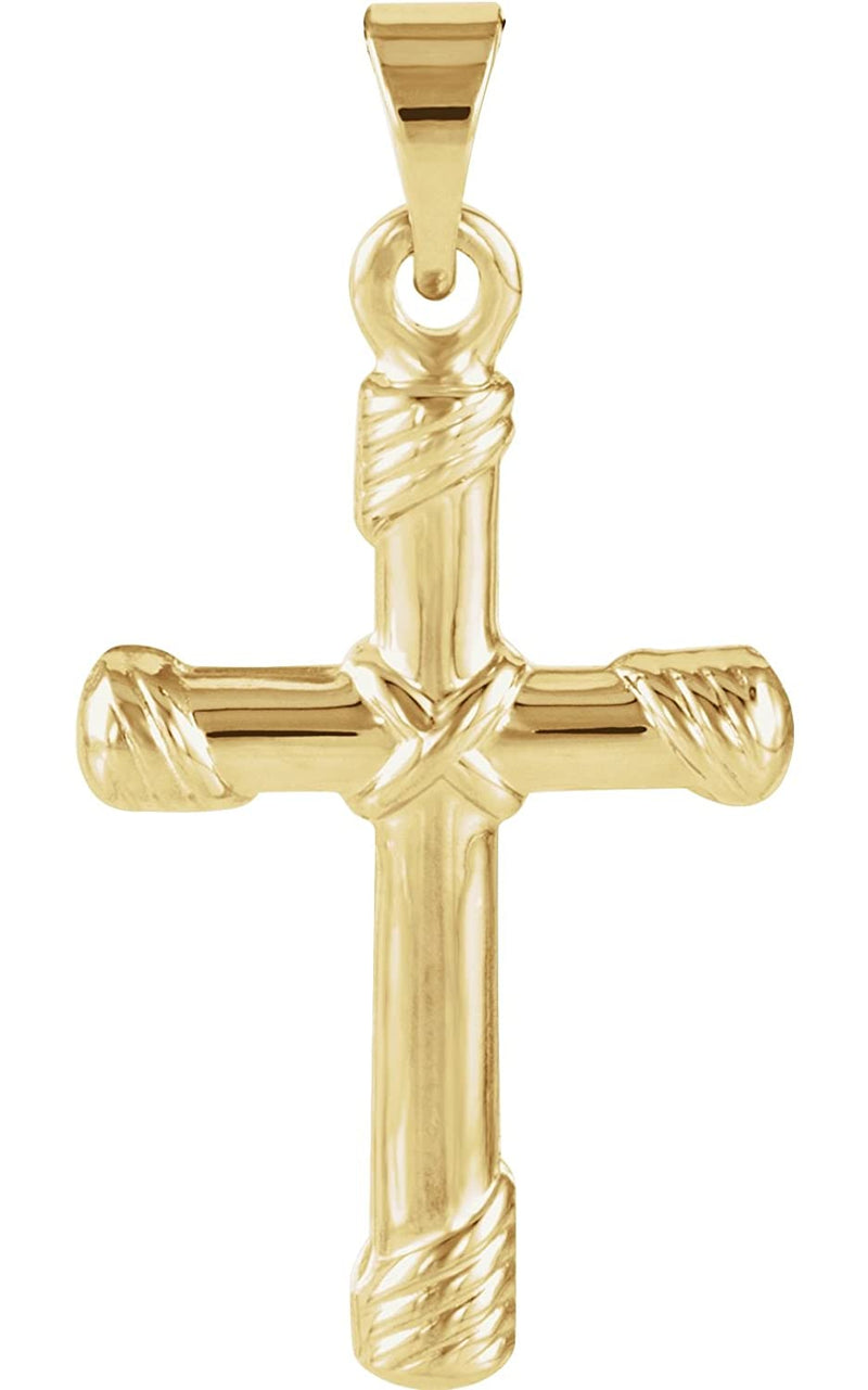 Rope Cross 14k Yellow Gold Pendant (18X12MM)
