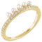 White Freshwater Cultured Pearl, Diamond Stackable Ring, 14k Yellow Gold (2mm)(.2Ctw, Color G-H, Clarity I1)