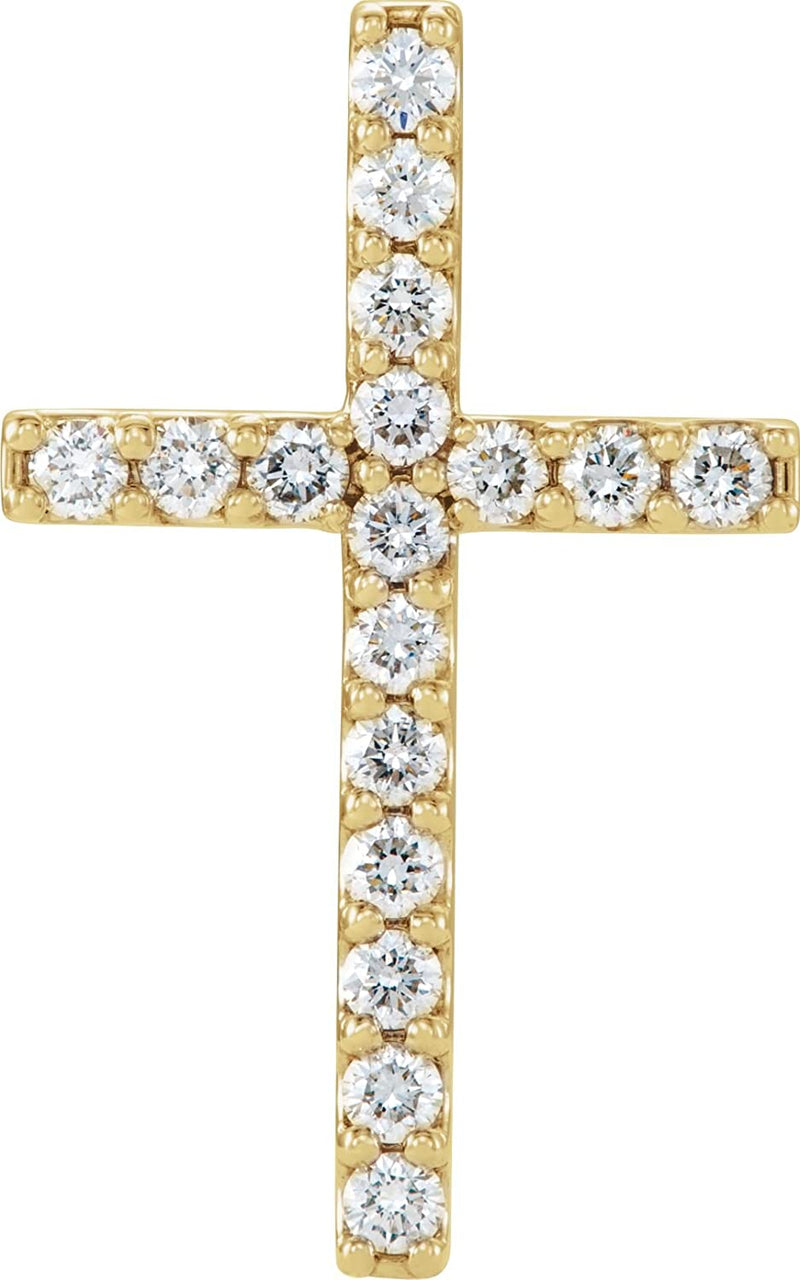 Diamond Petite Cross 14k Yellow Gold Pendant (.5 Ctw, G-H Color, I1 Clarity)