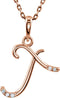 5-Stone Diamond Letter 'T' Initial 14k Rose Gold Pendant Necklace, 18" (.03 Cttw, GH, I1)