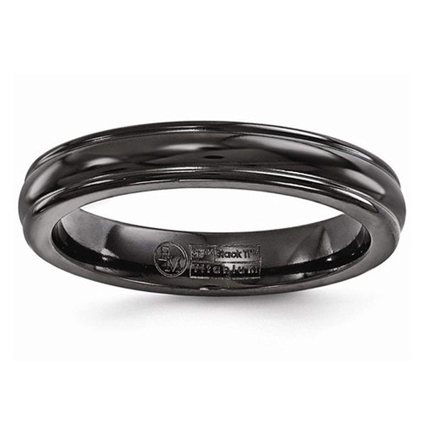 Black Ti Collection 4mm Domed Comfort-Fit Titanium Band