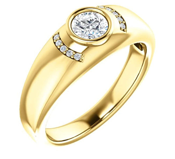 Men's Bezel Set Diamond 14k Yellow Gold Band, Size 11 (.50 Cttw, GH Color, I1 Clarity)