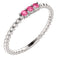 Pink Tourmaline Beaded Ring, Rhodium-Plated 14k White Gold, Size 6