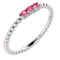 Platinum Pink Tourmaline Beaded Ring, Size 6