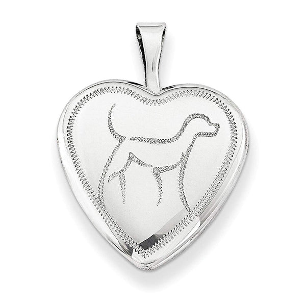 Sterling Silver Diamond-Cut Dog Locket Pendant Necklace, 18"