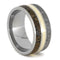 14k Yellow Gold, Dinosaur Bone, Gibeon Meteorite 11mm Comfort-Fit Titanium Band, Size 10