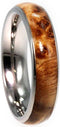 Black Ash Burl Wood Inlay 5mm Comfort-Fit Titanium Wedding Band, Size 6