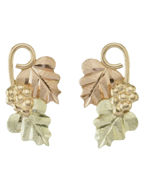 Grape Cluster Earrings, 10k Yellow Gold, 12k Green Gold, 12k Rose Gold Black Hills Gold