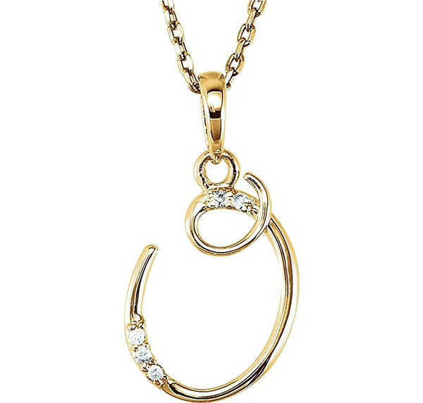 5-Stone Diamond Letter 'O' Initial 14k Yellow Gold Pendant Necklace, 18" (.03 Cttw, GH, I1)