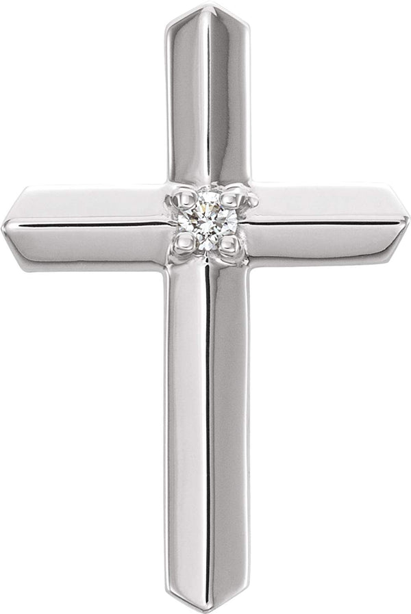 Diamond Passion Cross Rhodium-Plated 14k White Gold Pendant (.03 Ct, G-H Color,SI1 Clarity)