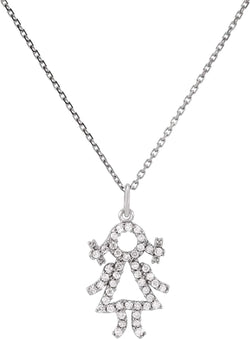 45-Stone Diamond 'It's a New Baby Girl' Platinum Pendant Necklace, 16" (1/5 Ctw)