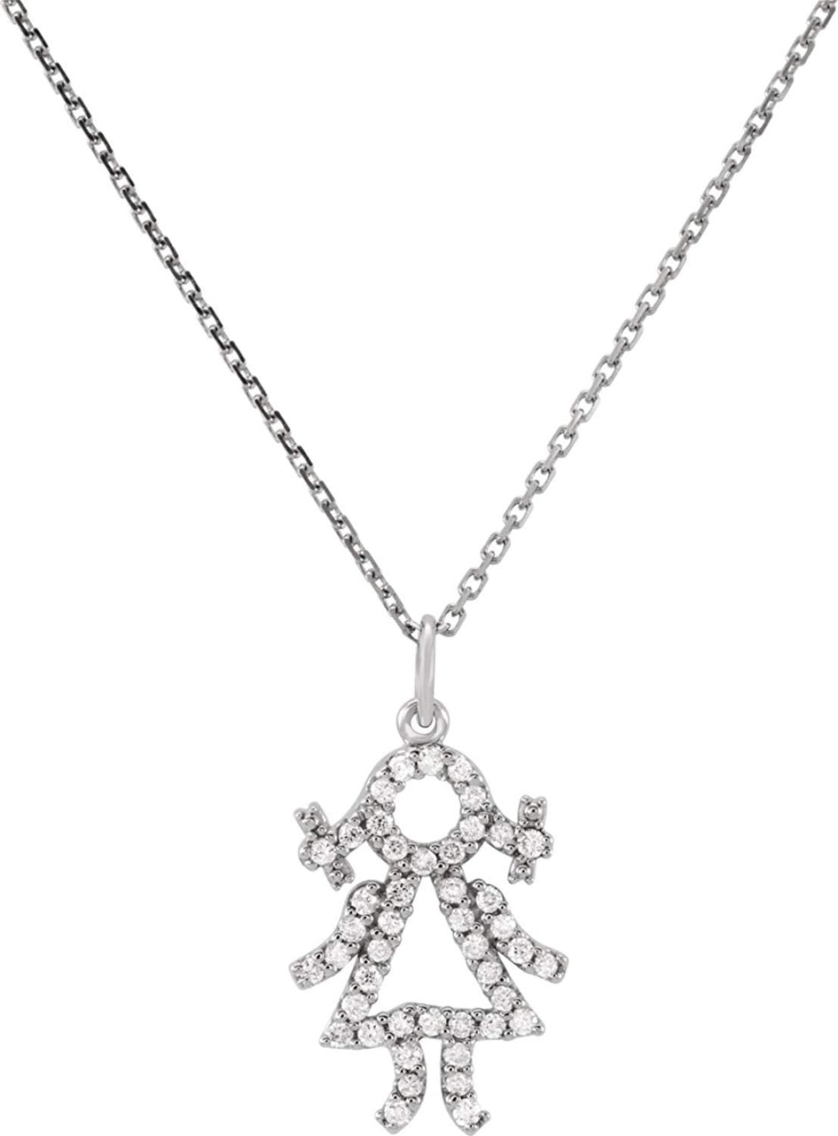 45-Stone Diamond 'It's a New Baby Girl' Platinum Pendant Necklace, 16" (1/5 Ctw)