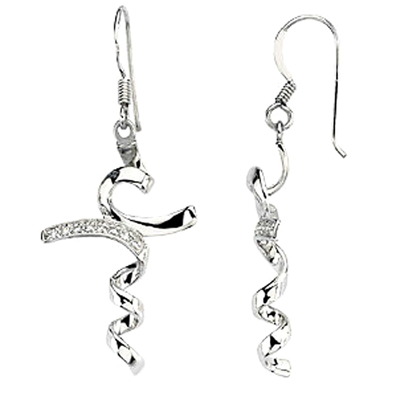 CZ 'I Stand in Awe' Dangle Earrings in Rhodium Plate Sterling Silver