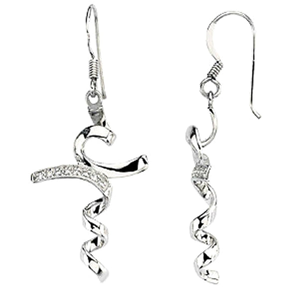 CZ 'I Stand in Awe' Dangle Earrings in Rhodium Plate Sterling Silver