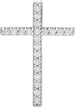 Diamond Cross Rhodium-Plated 14k White Gold Pendant (.50 Ctw, G-H Color, I1 Clarity) (1.75 MM)