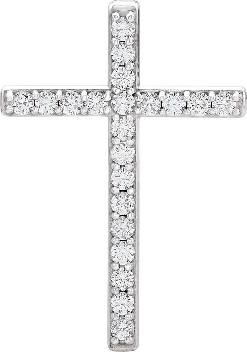 Diamond Cross Rhodium-Plated 14k White Gold Pendant (.50 Ctw, G-H Color, I1 Clarity) (1.75 MM)