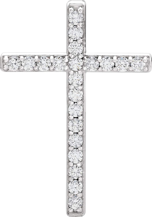 Diamond Cross Rhodium-Plated 14k White Gold Pendant (.38 Ctw, G-H Color, I1 Clarity)