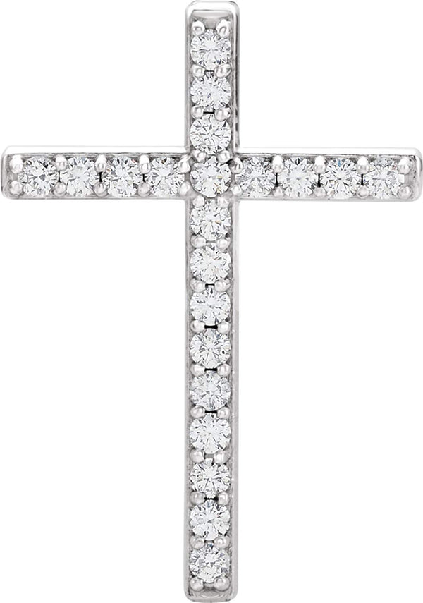 Diamond Cross Rhodium-Plated 14k White Gold Pendant (.88 Ctw, G-H Color, I1 Clarity)