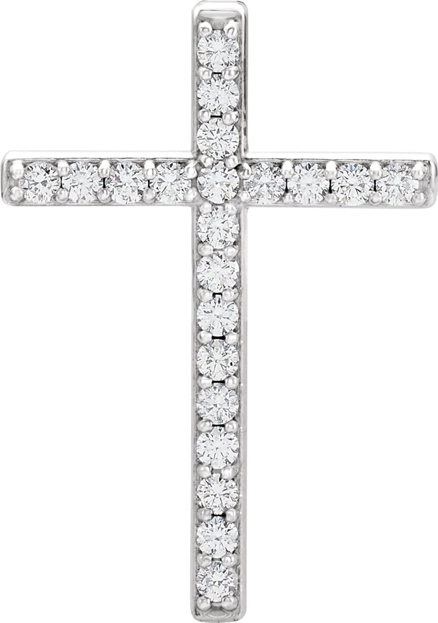 Diamond Cross Rhodium-Plated 14k White Gold Pendant (1 Ctw, G-H Color, I1 Clarity)