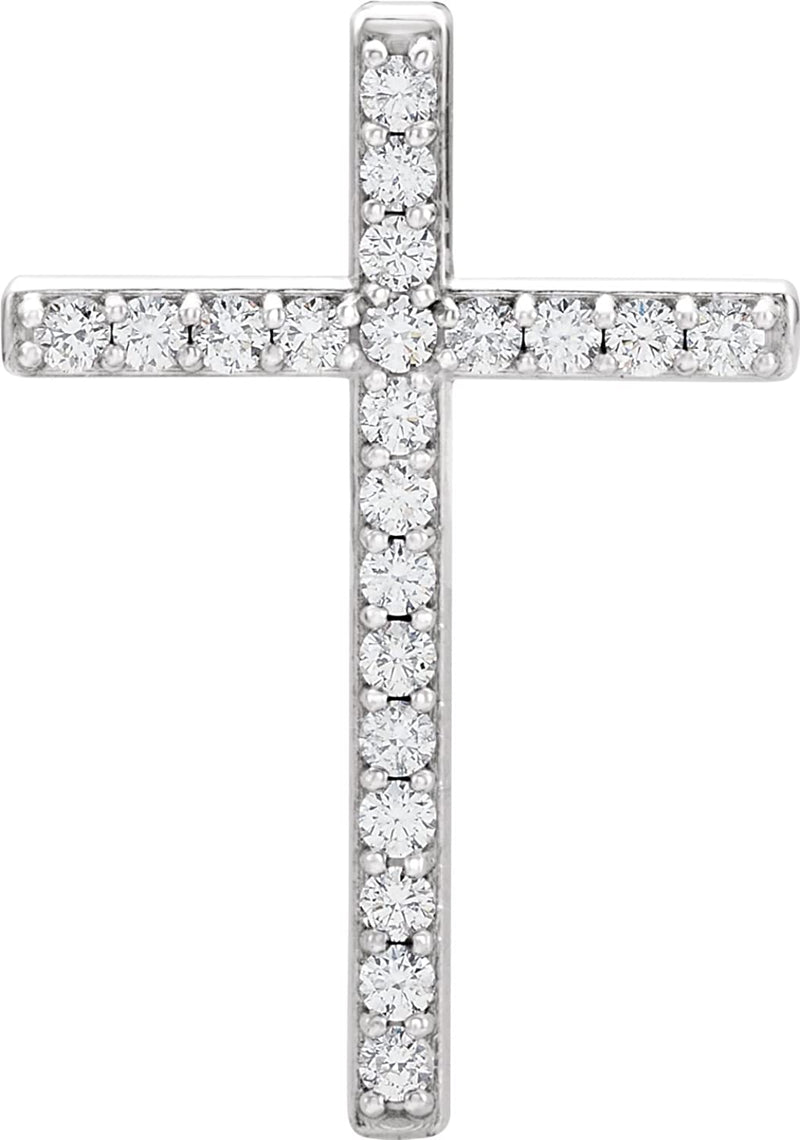 Diamond Cross Rhodium-Plated 14k White Gold Pendant (.50 Ctw, G-H Color, I1 Clarity) (1.70 MM)