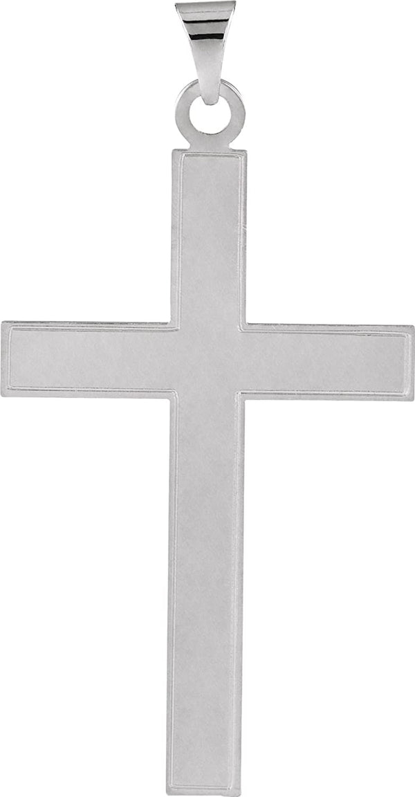 Inlay Cross Rhodium-Plated 14k White Gold Pendant (39X25MM)