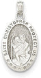 Rhodium-Plated 14k White Gold St. Christopher Oval Medal Pendant (29X15MM)