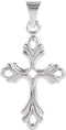 Fleur de Lis Cut-Out Cross 14k White Gold Pendant