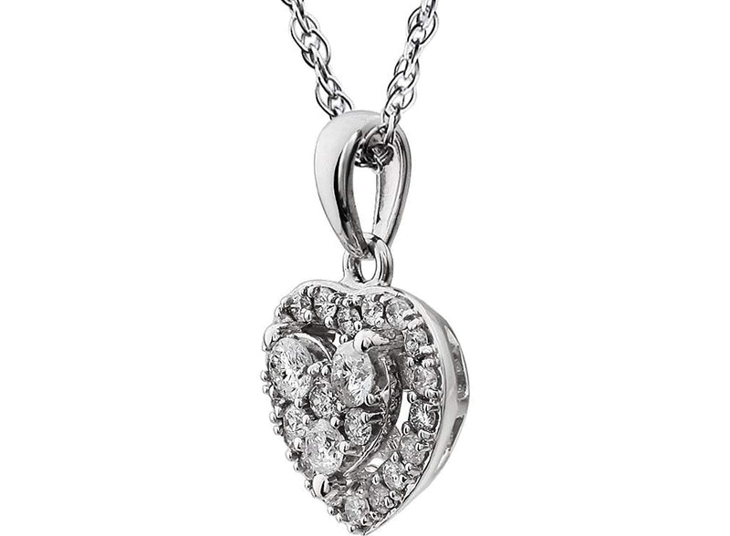 Diamond Heart Halo Cluster 14K White Gold Pendant Necklace, 18" (3/8 Cttw)