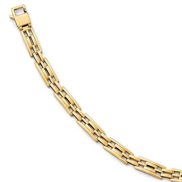 Men's Polished 14k Yellow Gold 8mm Hollow Link Bracelet, 8 "