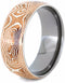 Copper and Sterling Silver Mokume 7mm Comfort-Fit Titanium Wedding Band, Size 12.75