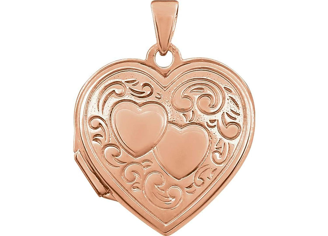 Rose Gold Plated Sterling Silver Two Heart Locket Pendant