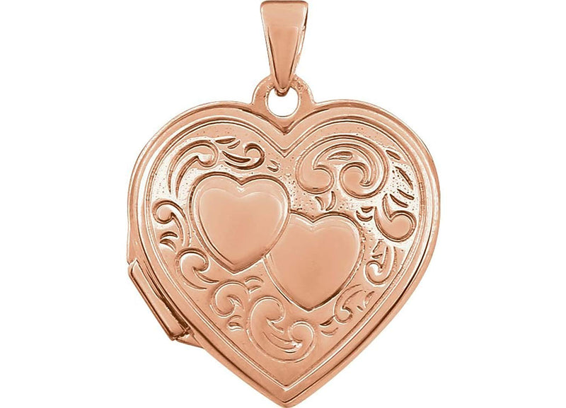 Rose Gold Plated Sterling Silver Two Heart Locket Pendant